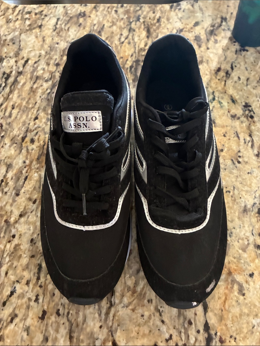 U.S. Polo Assn. Women's Black Sneakers with White Trim